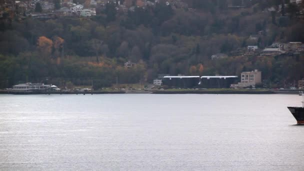 Vista intermedia estática del oceanliner pasando por el marco . — Vídeo de stock