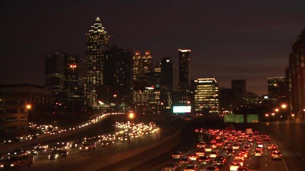 Atlanta Skyline with traffic below. — Αρχείο Βίντεο