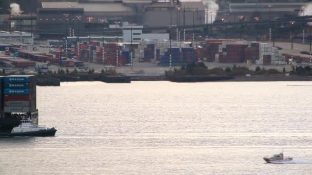 Vue statique des bateaux naviguant dans l'eau . — Video