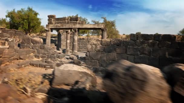 Stone wall structure at Korazim, Israel. — Stock Video