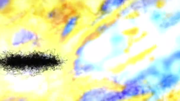 Абстрактный растущий волосатый шар на синем и желтом фоне . — стоковое видео