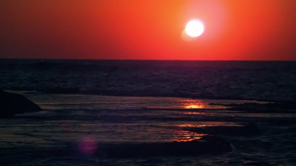 Solnedgang over Dor Beach i Israel – stockvideo