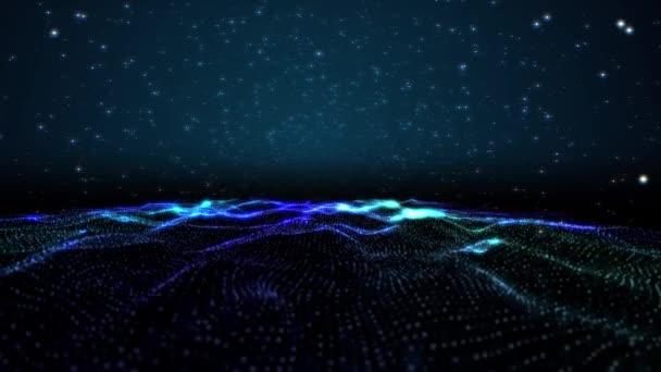 Visualisering av en våg av blått och lila ljus. — Stockvideo