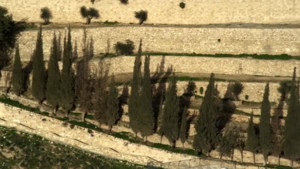 Terrasvormige Kidron vallei muren in Israël — Stockvideo