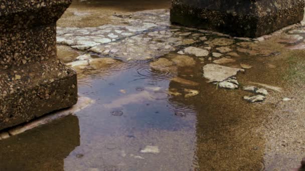 Rain on an ancient ruin floor at Bar 'am — стоковое видео