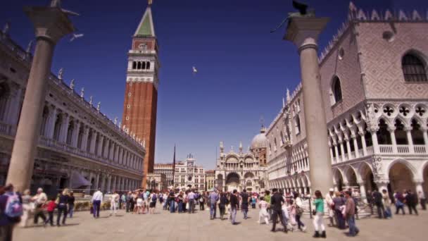 Slow motion skott av publiken på Piazza San Marco — Stockvideo