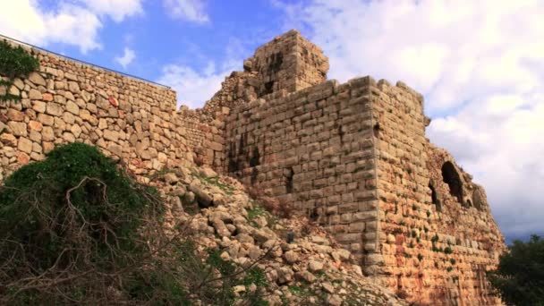 Murallas de la fortaleza de Nimrod en Israel — Vídeo de stock