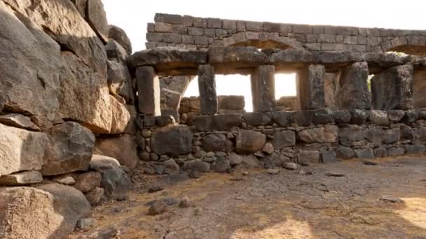 Stone wall structure at Korazim, Israel. — Stock Video