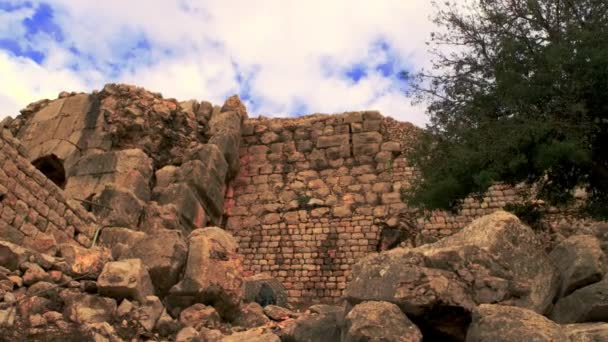 Muro de la fortaleza de Nimrod en Israel — Vídeo de stock