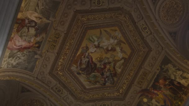 バチカン博物館の華やかな天井 — ストック動画