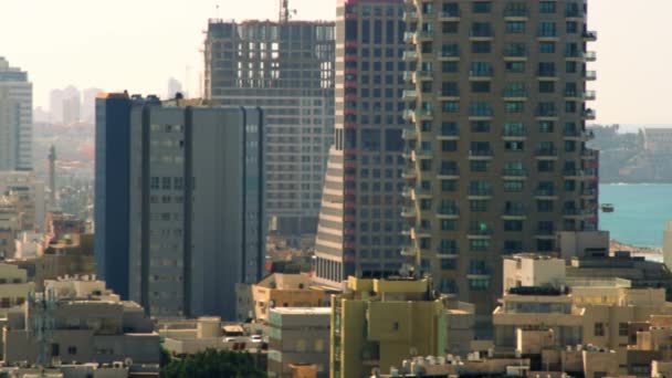 Skladem Video záběry panoramatickou Tel Aviv a Středozemní moře v Izraeli — Stock video