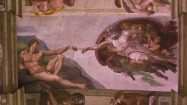 Detail Michelangelova "stvoření Adama" — Stock video