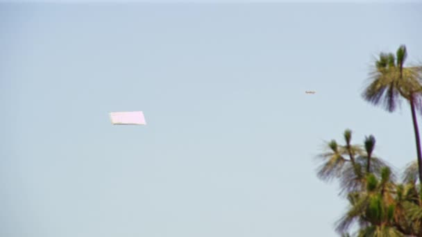 远距离拍摄的飞机携带广告 — 图库视频影像