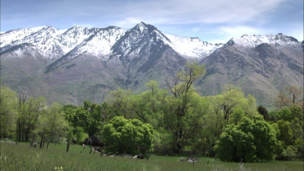 Majestueuze besneeuwde bergen. — Stockvideo