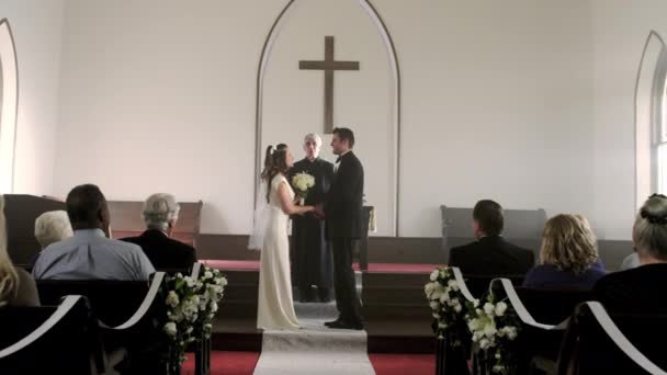 Menyasszony és a vőlegény mosolyogva — Stock videók