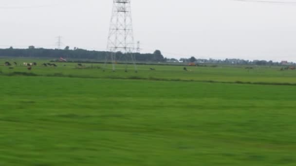 paysage rural depuis un train en marche 