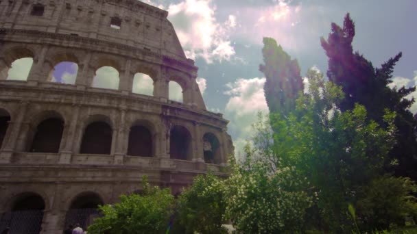 Het Colosseum in Rome Italië with vogel met het vliegen door — Stockvideo