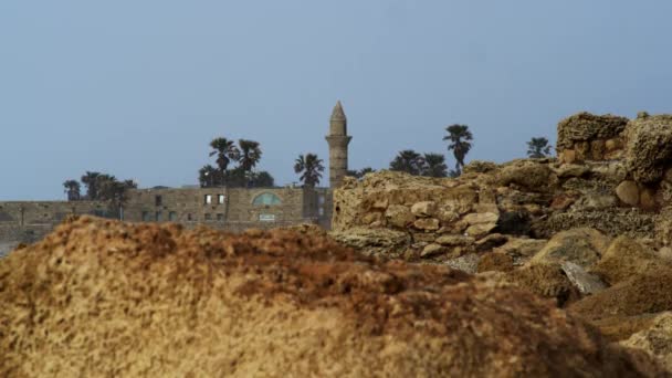 Costa israelita com edifícios cesarianos — Vídeo de Stock