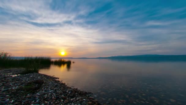 Галилейское море на закате — стоковое видео