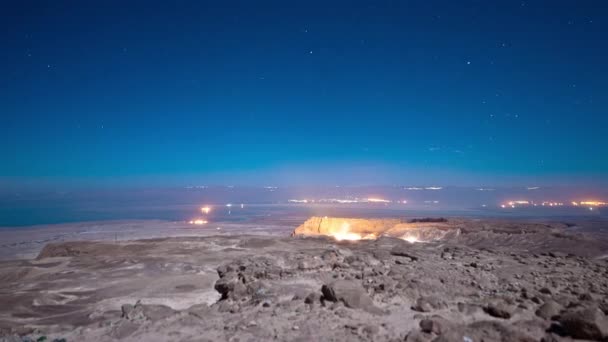 Nacht time-lapse op Masada — Stockvideo