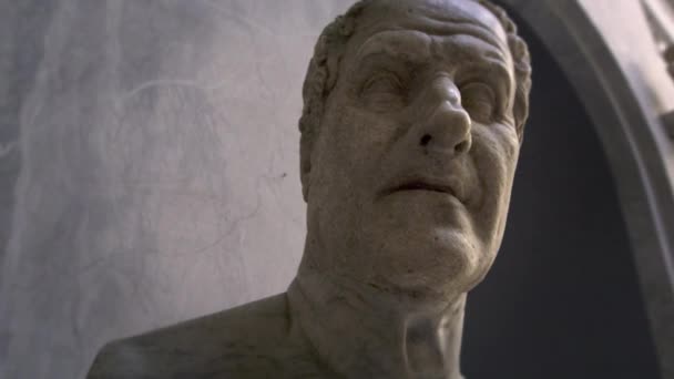 Cabeza de estatua masculina en el Museo Chiaramonti — Vídeo de stock