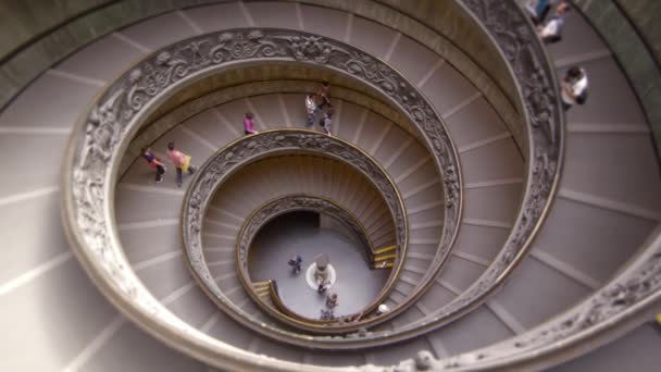 Large spiral staircase in the Vatican Museum — Stockvideo