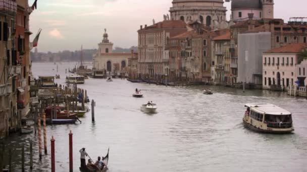 Boats and gondolas on a canal — Stock Video