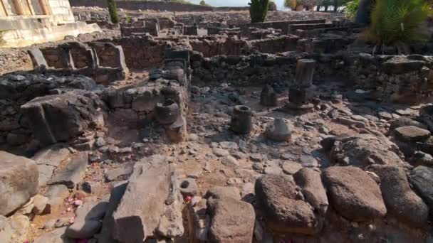 Time-lapse van de oude synagoge in Capernuam, Israël. — Stockvideo