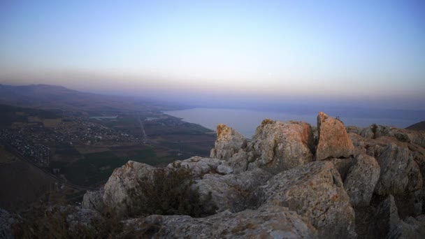 Galiläa-Meer vom Berg Arbel. — Stockvideo