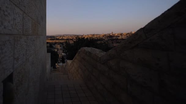 Solopgang time-lapse fra BYU Jerusalem centrum . – Stock-video