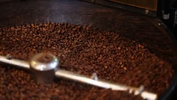 Mixing roasted coffee. — Stock Video