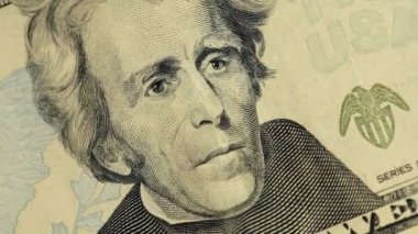 Nakit para arka plan. Andrew Jackson portre üzerinde 20 ABD Doları tasarıyı yakın rotasyon kadar