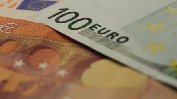 Europese bankbiljetten, Euro-munt uit Europa, Euro 's. — Stockvideo