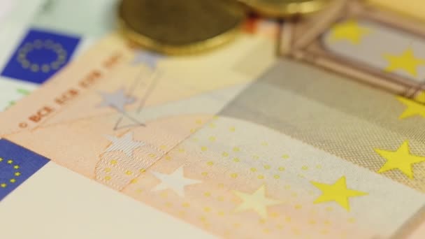 Monety i banknoty euro waluta Unii Europejskiej — Wideo stockowe