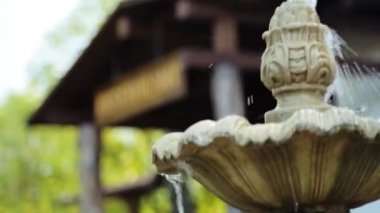 Küçük arka bahçe Çeşmesi yakınlarında lüks restaurante, açık hava teras Bahçe yakın çekim