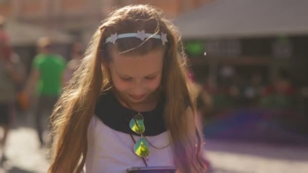 Little Girl with Tablet Computer — Stock Video