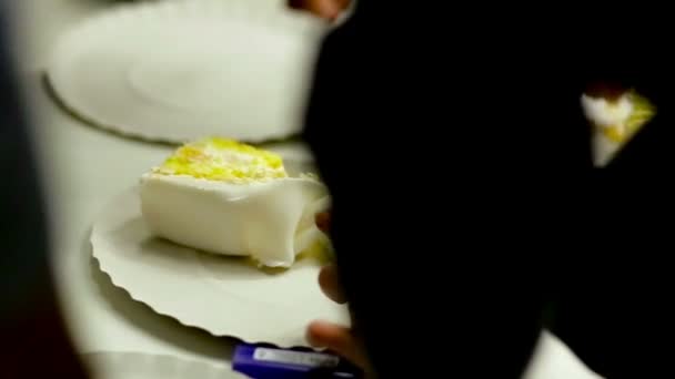 商务会议会议参与者的开胃酒蛋糕 — 图库视频影像