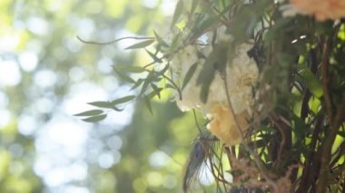 Düğün arch töreni dan ağaçlar ve çiçekler güneşli bir yaz aylarında dalları için