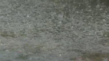 Su Ripples oluşturma su birikintisi içine yağmur damla düşmek