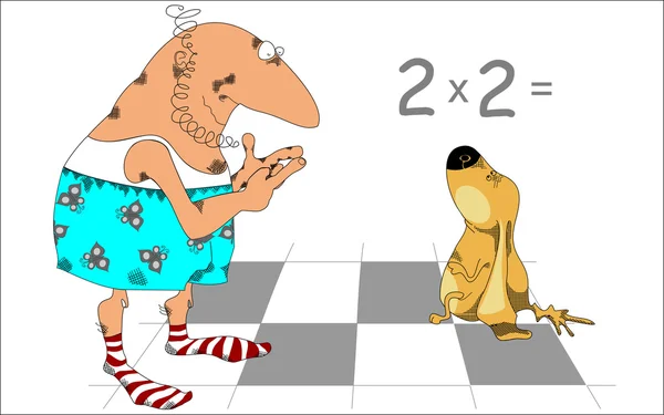 O cão génio da matemática, desenhos animados — Vetor de Stock