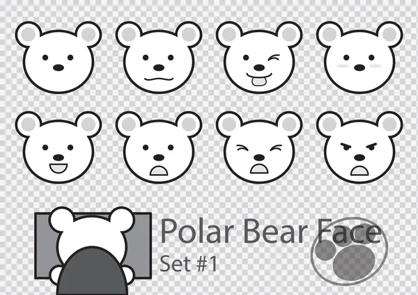 Cara de urso polar - Conjunto 1 — Vetor de Stock