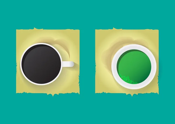 Café y té verde — Vector de stock