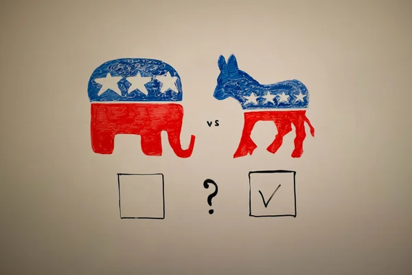 Eşzamanlı politika kavramı. Demokratlar vs Cumhuriyetçiler seçimleri.