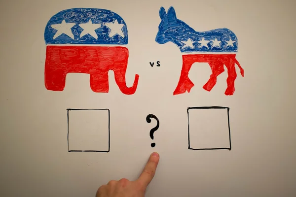 Eşzamanlı politika kavramı. Demokratlar vs Cumhuriyetçiler seçimleri.