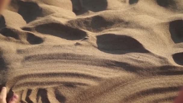 Lovers Draw Heart Sign Sand — Stock Video