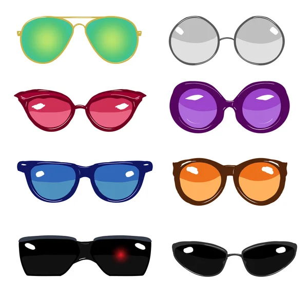 Collection of colorful vector retro fashion glasses — Stock Vector