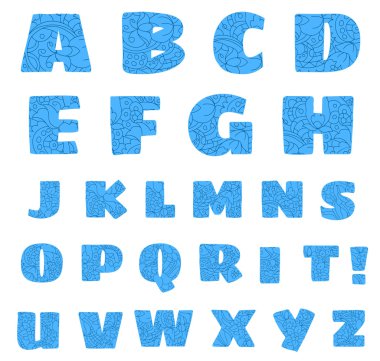 Dekorasyon için vektör el çizilmiş doodle yazı tipi