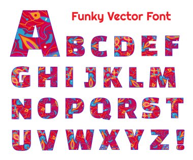 Funky doodle kırmızı vektör yazı tipi