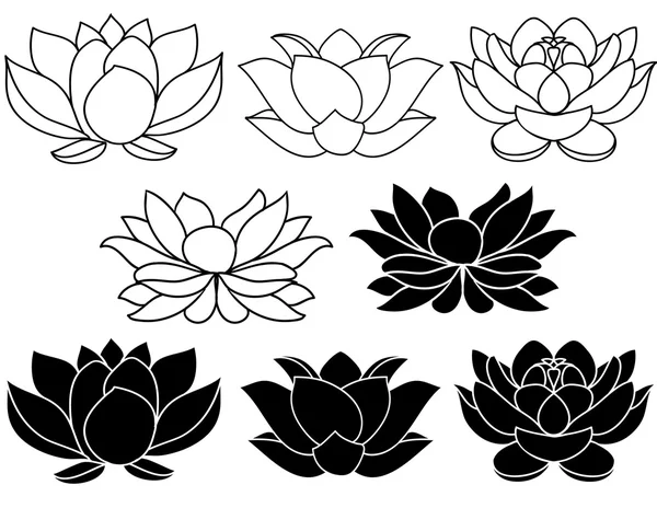 Conjunto de flores de loto — Vector de stock