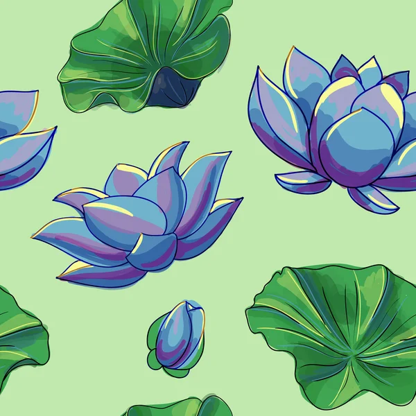 Conjunto de flores de loto — Vector de stock